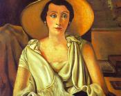 安德烈 德朗 : Portrait of Madame Paul Guillaume with a large hat